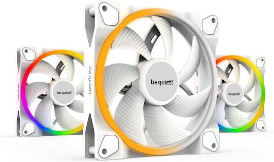 Be Quiet Light Wings LX Case Fan 140mm (1200rpm / 56cfm) with ARGB Lighting and 3-Pin / 4-Pin PWM Connection 3pcs White
