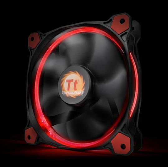 Thermaltake Riing 12 LED Gehäuselüfter 120mm (1500rpm / 40.6cfm) mit Roter Beleuchtung und 3-poliger Verbindung Rote