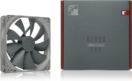 Noctua NF-P14s redux-900 Case Fan 140mm (900rpm / 49.6cfm) Without LED Lighting and 3-Pin Connection Gray