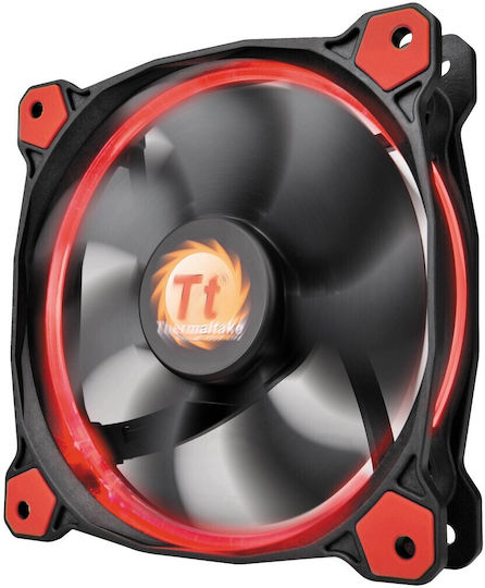 Thermaltake Riing 12 LED Gehäuselüfter 120mm (1500rpm / 40.6cfm) mit Roter Beleuchtung und 3-poliger Verbindung Rote