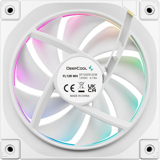 Deepcool FL12R WH Reverse Blade Case Fan 120mm 2150rpm 55cfm with RGB Lighting 3pcs White