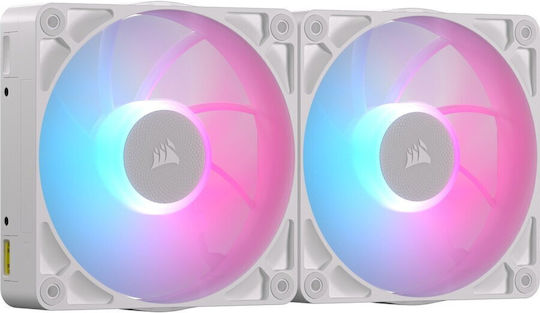 Corsair iCUE LINK RX140 MAX Case Fans (1600rpm / 102.9cfm) with RGB Lighting and 4-Pin PWM Connection 2pcs White
