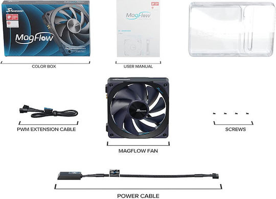 Seasonic MagFlow 1225 Case Fan 120mm (2000rpm / 66.33cfm) Χωρίς Led Φωτισμό και Σύνδεση 4-Pin PWM