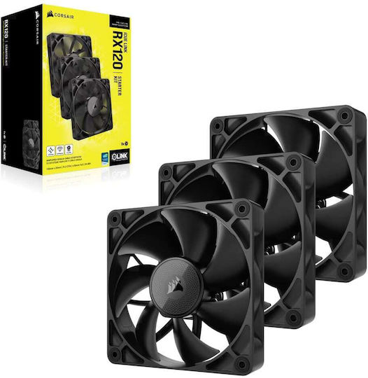 Corsair iCue Link RX120 Case Fan (2100rpm / 74.2cfm) Χωρίς Led Φωτισμό και Σύνδεση 6-Pin 3τμχ