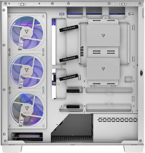 Modecom Volcano Stellar ARGB 8F Gaming Midi Tower Κουτί Υπολογιστή με Πλαϊνό Παράθυρο Λευκό