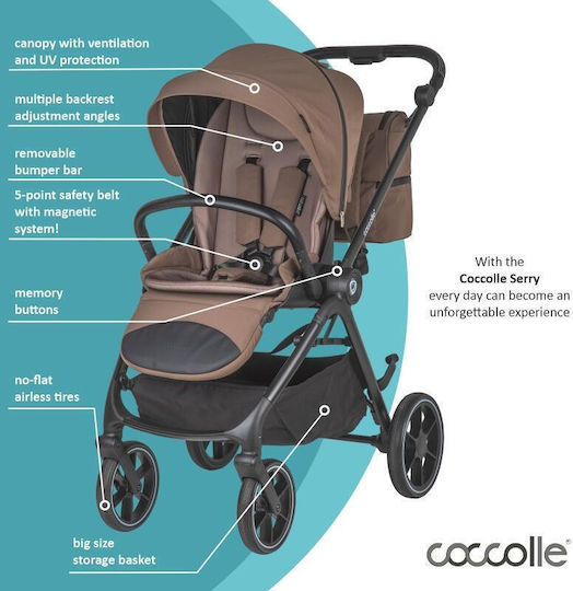 Coccolle Serry Ρυθμιζόμενο Καρότσι 2 σε 1 Kατάλληλο για Nεογέννητο Light Taupe