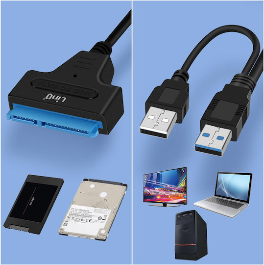 Linq USB 2.0 to SATA SSD 2.5-Inch Adapter Cable Compact Design Black
