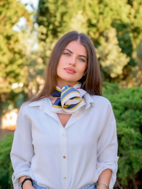 Kalfas Luxury Silk Γυναικείο Μεταξωτό Φουλάρι Πολύχρωμο