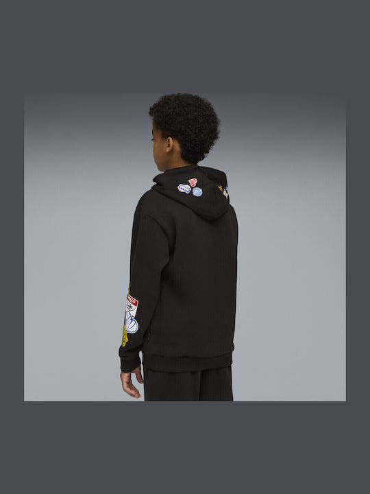 Kids Sweatshirt with Hood and Pockets Black Jr Basketball