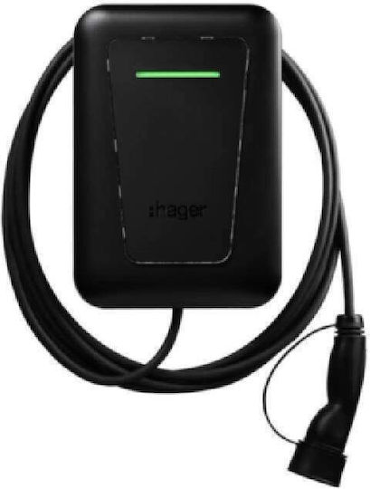 Hager Witty One Wall Mounted Three-Phase 11kW Charging Station with Built-in Cable Type 2 (XVR111C)