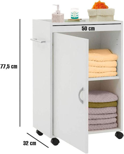 Bakaji Kitchen Trolley Wooden White 50x32x77.5cm