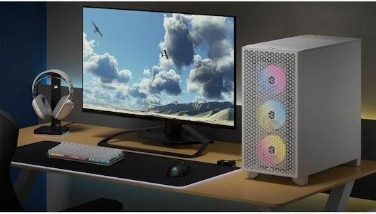 Corsair 3000D Airflow TG RGB Gaming Midi Tower Computer Case with Side Window White