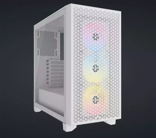 Corsair 3000D Airflow TG RGB Gaming Midi Tower Computer Case with Side Window White