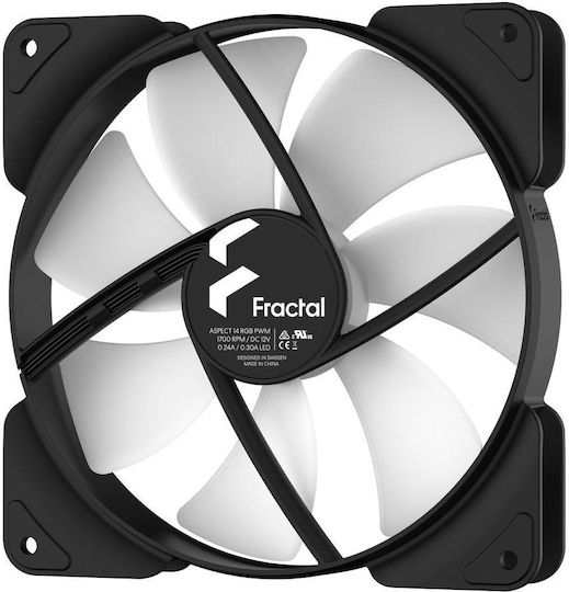 Fractal Design Aspect 14 Black Frame Case Fan 140mm (1700rpm / 78cfm) με RGB Φωτισμό και Σύνδεση 4-Pin PWM 3τμχ