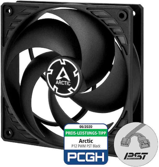 Arctic P12 PWM PST Case Fan 120mm (1800rpm / 56.3cfm) Χωρίς Led Φωτισμό και Σύνδεση 4-Pin Black/Black