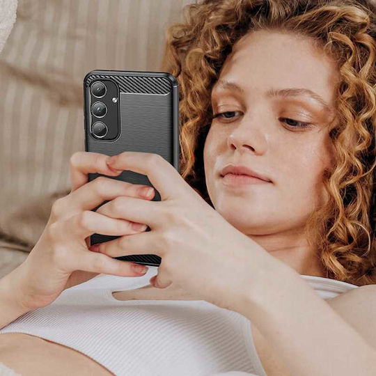 Spacecase Carbon Back Cover Σιλικόνης Μαύρο (Galaxy A55)