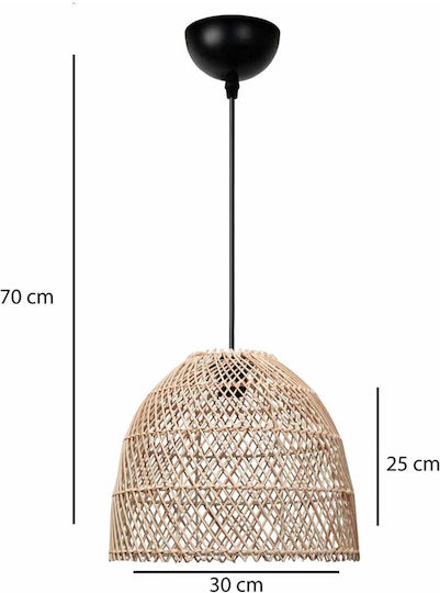 GloboStar Cestino Hängelampe Beige Boho mit Fassung E27 30x30x25cm.