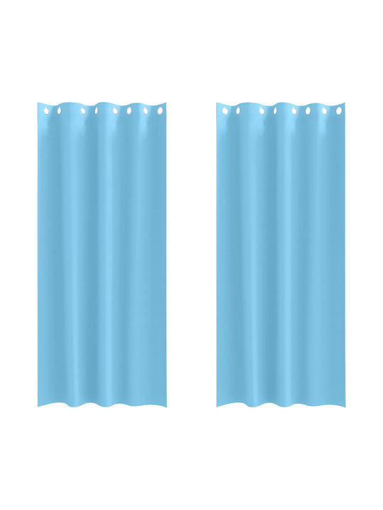 vidaXL vidaXL Set Vorhänge Fenster mit Grommets Hellblau 140x260cm