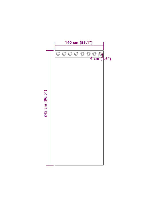 vidaXL Purple Window Curtain Set with Grommets 140x245cm