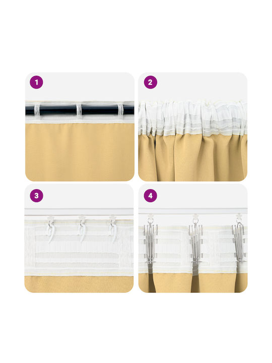 vidaXL Set Curtains Window with Tunnel Beige 140x140cm