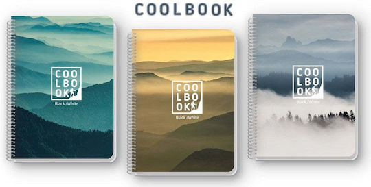 Black & White Spiral Notebook Ruled 4 Subjects 1pcs (Μiscellaneous Designs/Colors)