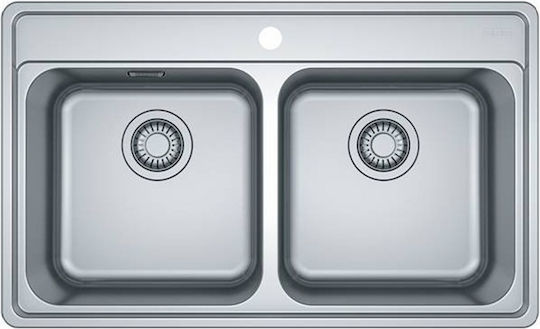 Franke Bell Bcx 620-35-35 Ένθετος Νεροχύτης Inox Σατινέ Μ79xΠ48cm Ασημί