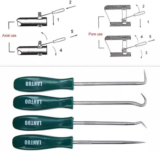 4 Pieces Seal Removal Tool 4 Hooks Hook Pick Lantuo