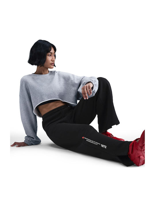 Sportswear Висока талия Долнище на анцуг Широк Флийс Black