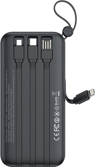 XO PR279 Power Bank 20000mAh 10W with 2 USB-A Ports and USB-C Port Black