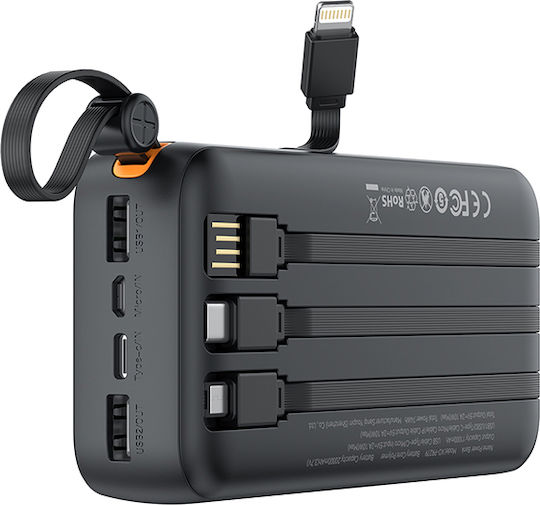 XO PR279 Power Bank 20000mAh 10W with 2 USB-A Ports and USB-C Port Black