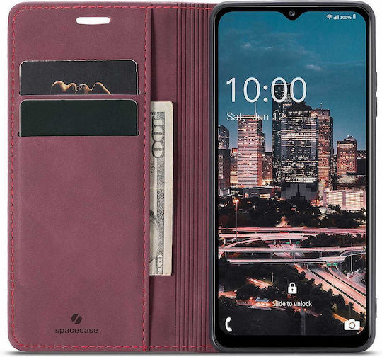 Spacecase Leder / Silikon Brieftasche Rot (Galaxy A14)