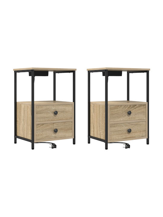 Wooden Bedside Tables Sonoma Oak 2 Pieces 40x31x60cm
