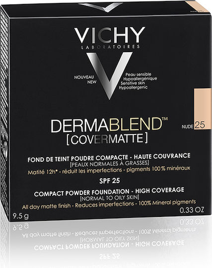 Vichy Dermablend Covermatte Compact Powder Foundation SPF25 25 Nude 9.5gr