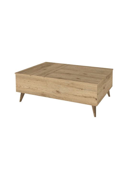 Rectangular Central Coffee Table roy Wooden with Lifting Mechanism Sepet Oak L121xW69xH40cm