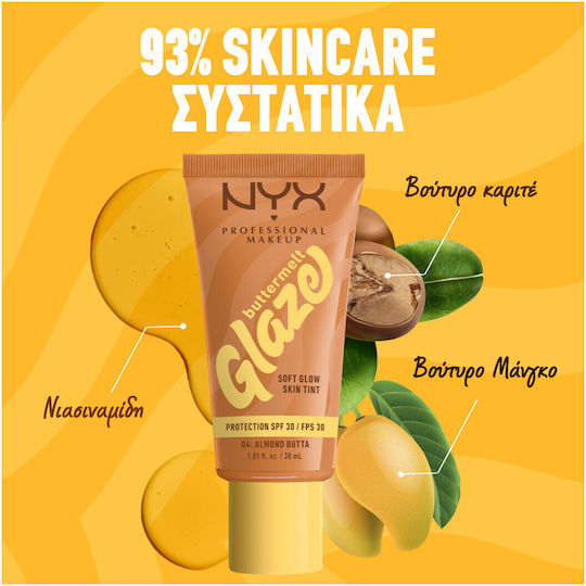 NYX Professional Makeup Buttermelt Glaze Soft Glow Skin Tint Flüssig 04 Almond Butta 30ml