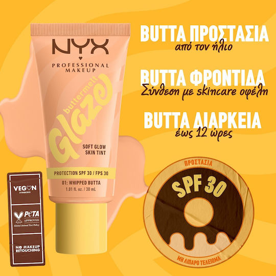 NYX Professional Makeup Buttermelt Glaze Soft Glow Skin Tint Flüssig 06 Praline Butta 30ml