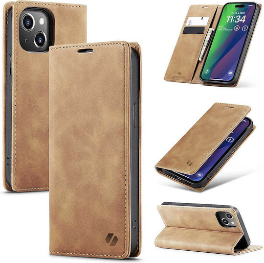 Spacecase Wallet Δερμάτινο / Σιλικόνης Καφέ (iPhone 15)