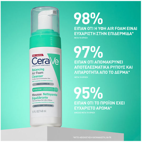 CeraVe Balancing Air Foam Αφρός Καθαρισμού Προσώπου 148ml