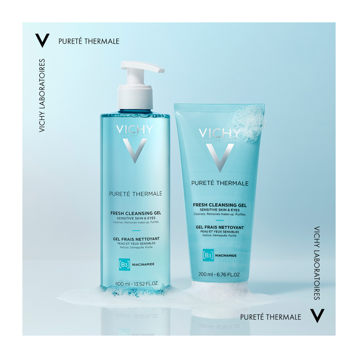 Vichy Purete Thermale Fresh Cleansing Gel B3 & Niacinamide Gel Καθαρισμού Προσώπου & Ματιών 200ml