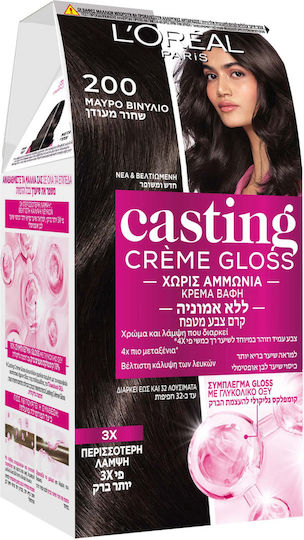 L'Oreal Paris Casting Creme Gloss Vopsea Temporară de Păr Fără Amoniac 200 Ebony Black 48ml