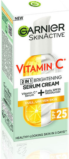 Garnier Skinactive Vitamin C Brightening SPF25 Serum Hidratant de Față SPF25 cu Vitamina C pentru Strălucire și Tonifiere 50ml