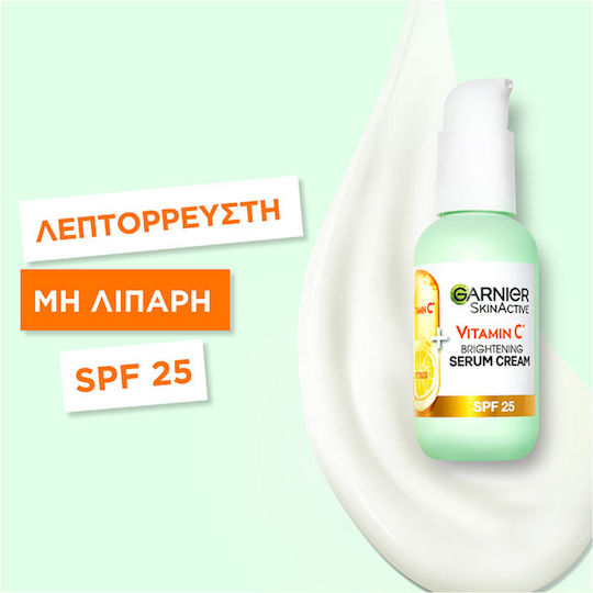 Garnier Skinactive Vitamin C Brightening SPF25 Serum Hidratant de Față SPF25 cu Vitamina C pentru Strălucire și Tonifiere 50ml