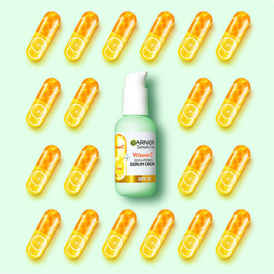 Garnier Skinactive Vitamin C Brightening SPF25 Serum Hidratant de Față SPF25 cu Vitamina C pentru Strălucire și Tonifiere 50ml