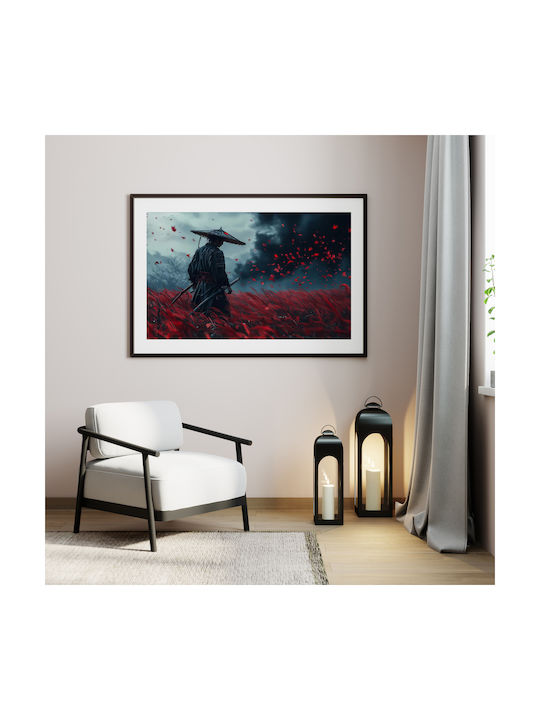 Gaming Poster Ghost Tsusima Gm2359 30cm X 40cm Κάδρο Φυσικό Ξύλου Μπεζ