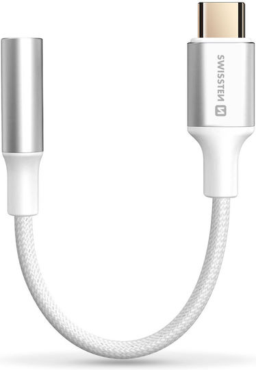 Swissten Usb-c To 3.5 Mm Jack Audio Adapter Smartphones Tablets White