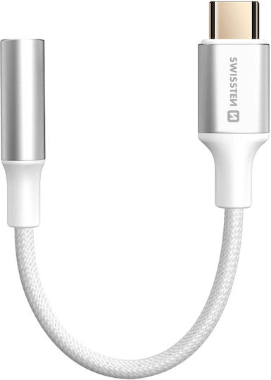 Swissten Usb-c To 3.5 Mm Jack Audio Adapter Smartphones Tablets White