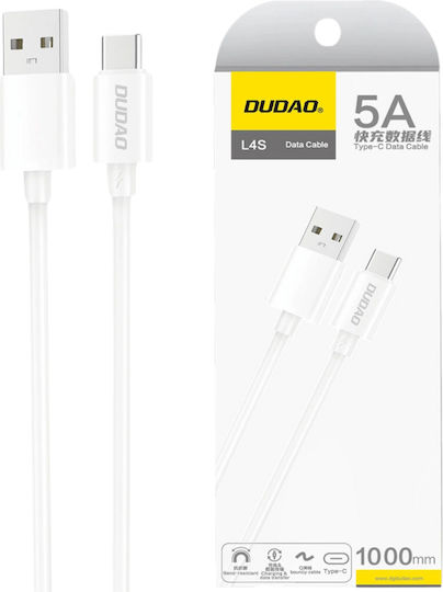Dudao L4st USB 2.0 Cable USB-C male - USB-A Λευκό 1m