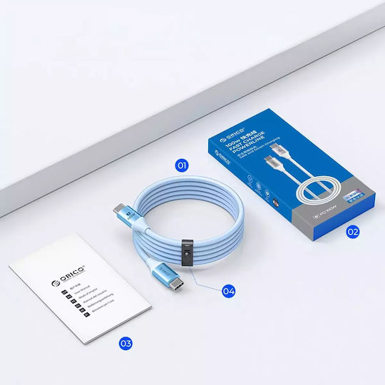 Orico USB 2.0 Cable USB-C male - USB-C 100W PD Μπλε 1m