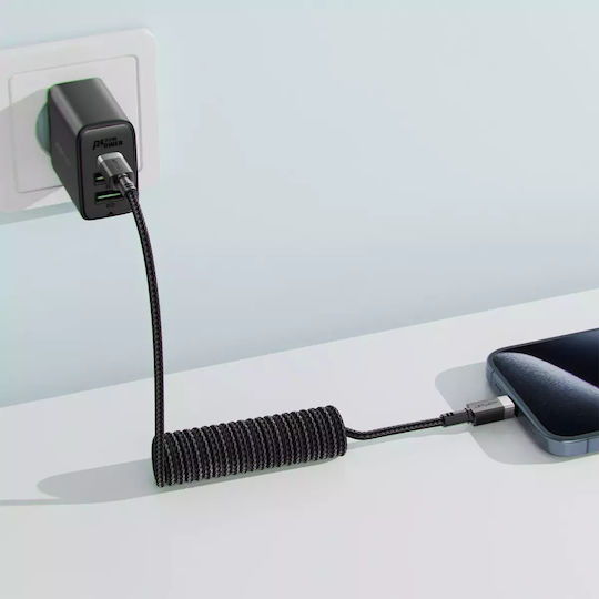 Acefast Braided USB 2.0 Cable USB-C male - USB-C 60W Μαύρο 1.2m C14-03