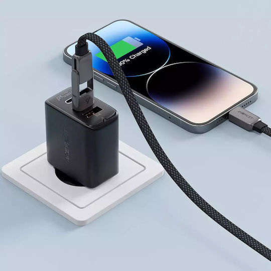 Acefast USB 2.0 Cable USB-C male - USB-A 60W Black 1.2m (C13-04)